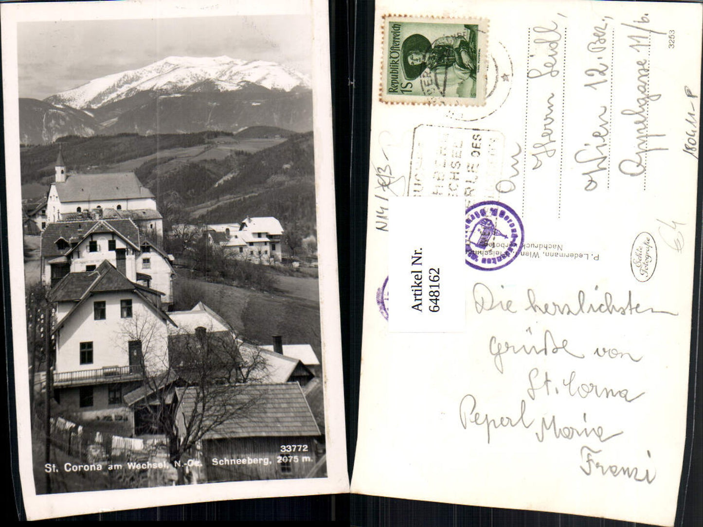 648162,Foto Ak St Corona a. Wechsel m. Schneeberg