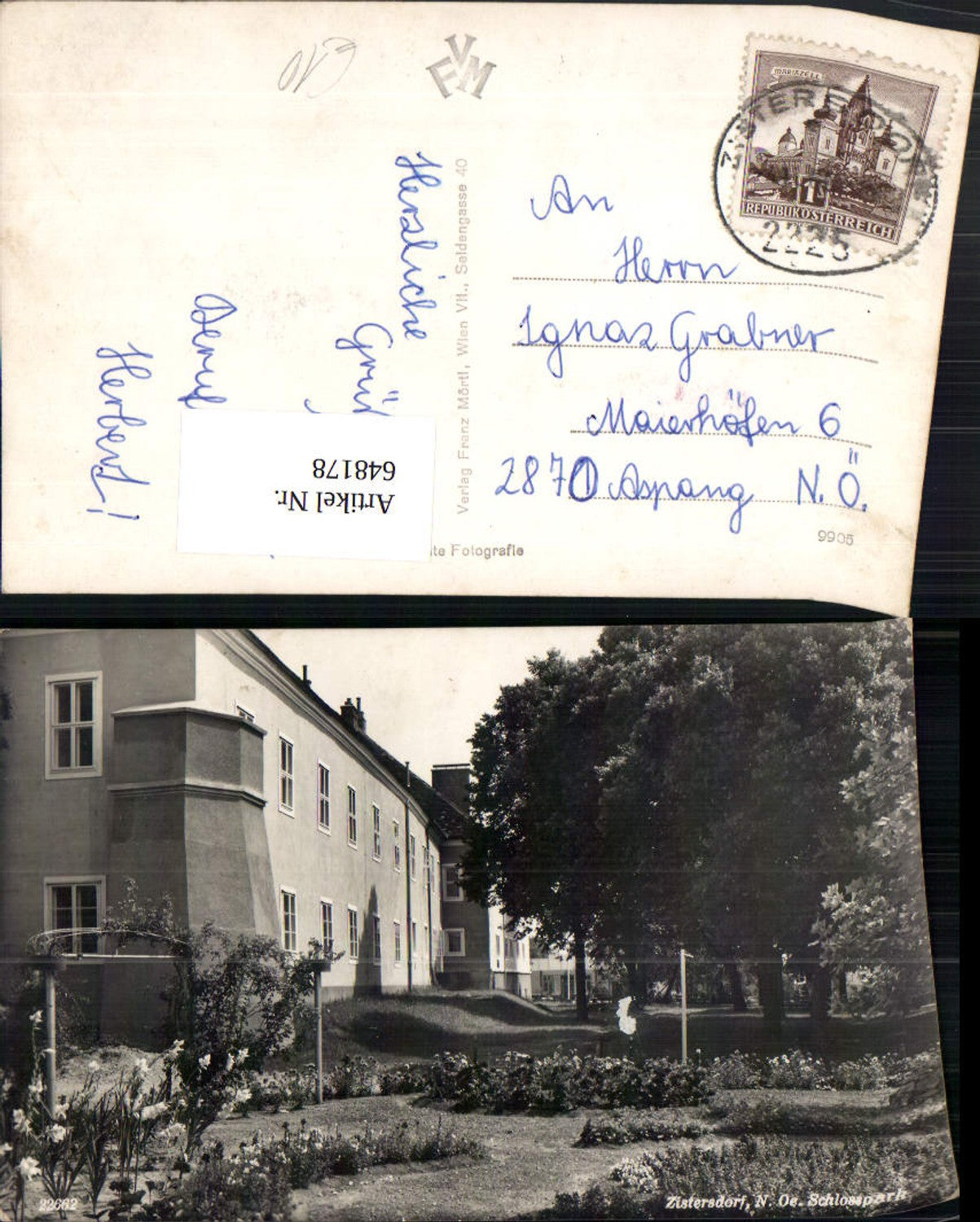 648178,Foto Ak Zistersdorf Schlosspark