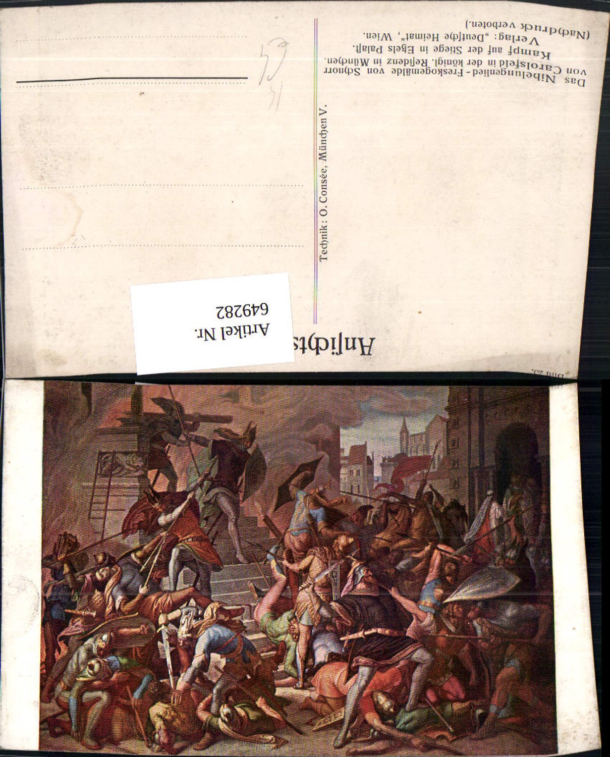 649282,Künstler Ak Schnorr v. Carolsfeld Kampf a. d. Stiege in Etzels Palast Nibelungenlied