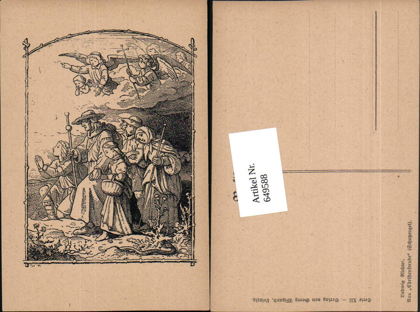 649588,Künstler AK Ludwig Richter Christenfreude Ser. XII Engel Schutzengel