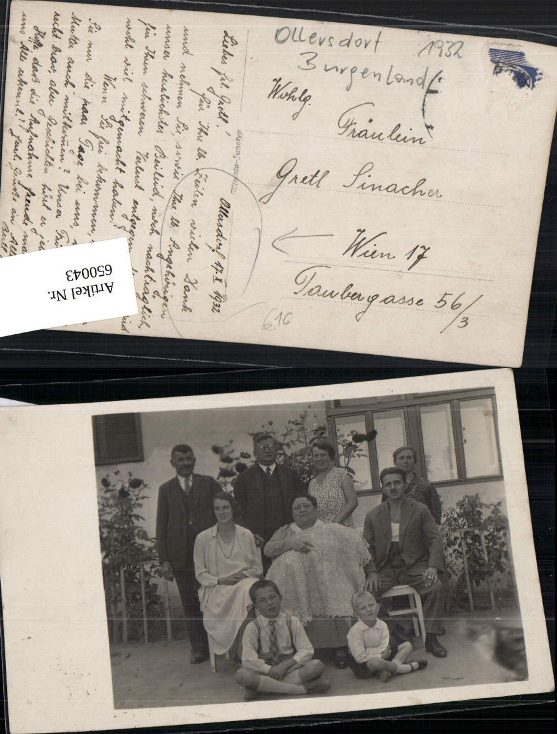 650043,Foto-AK Ollersdorf im Burgenland Familie Ganselmaier