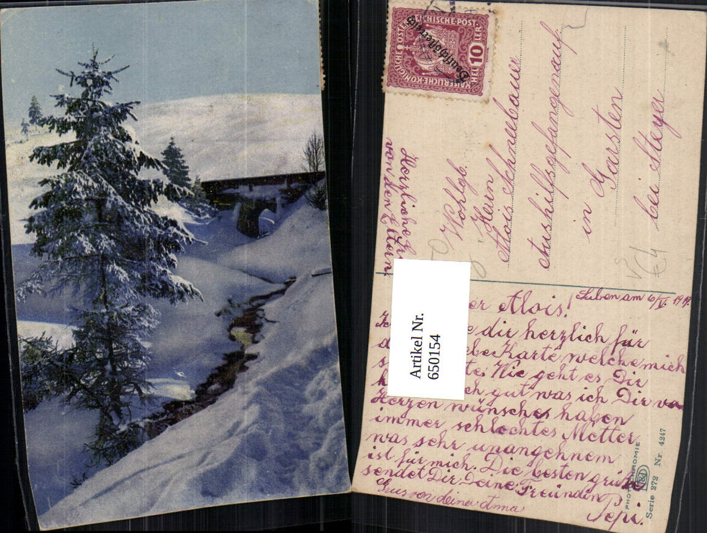 650154,Photochromie Nenke & Ostermaier 272-4247 bach Schnee baum