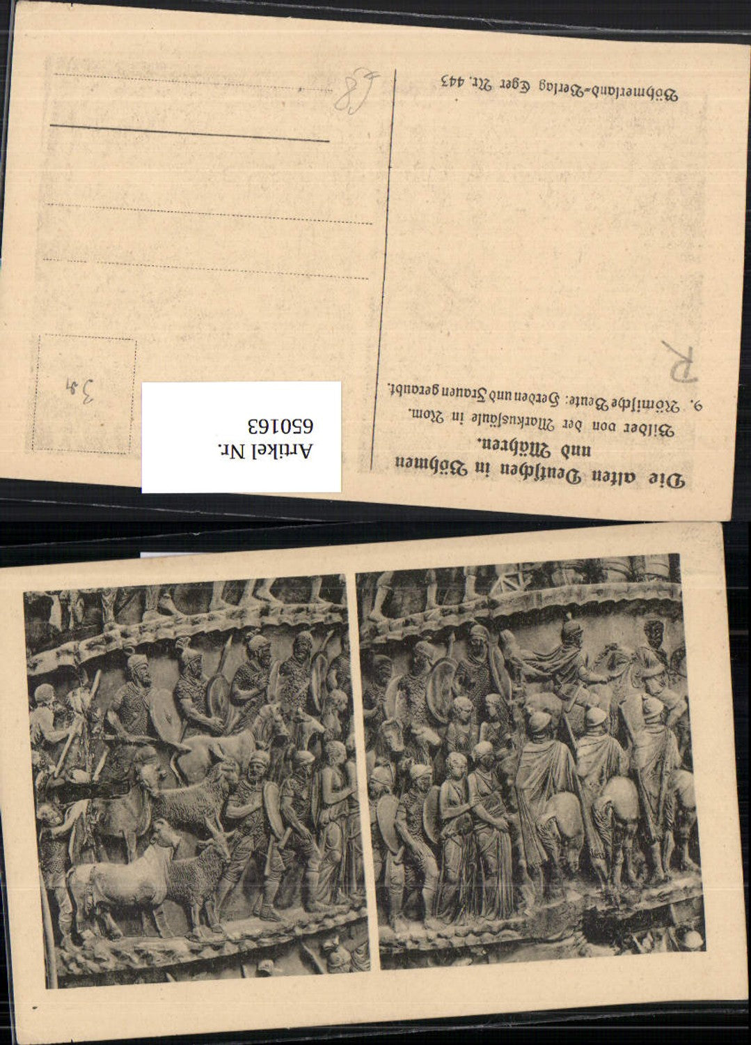650163,Böhmerland Verlag Eger Cheb Die Alten Deutschen in Böhmen Mähren Markussäule Rom