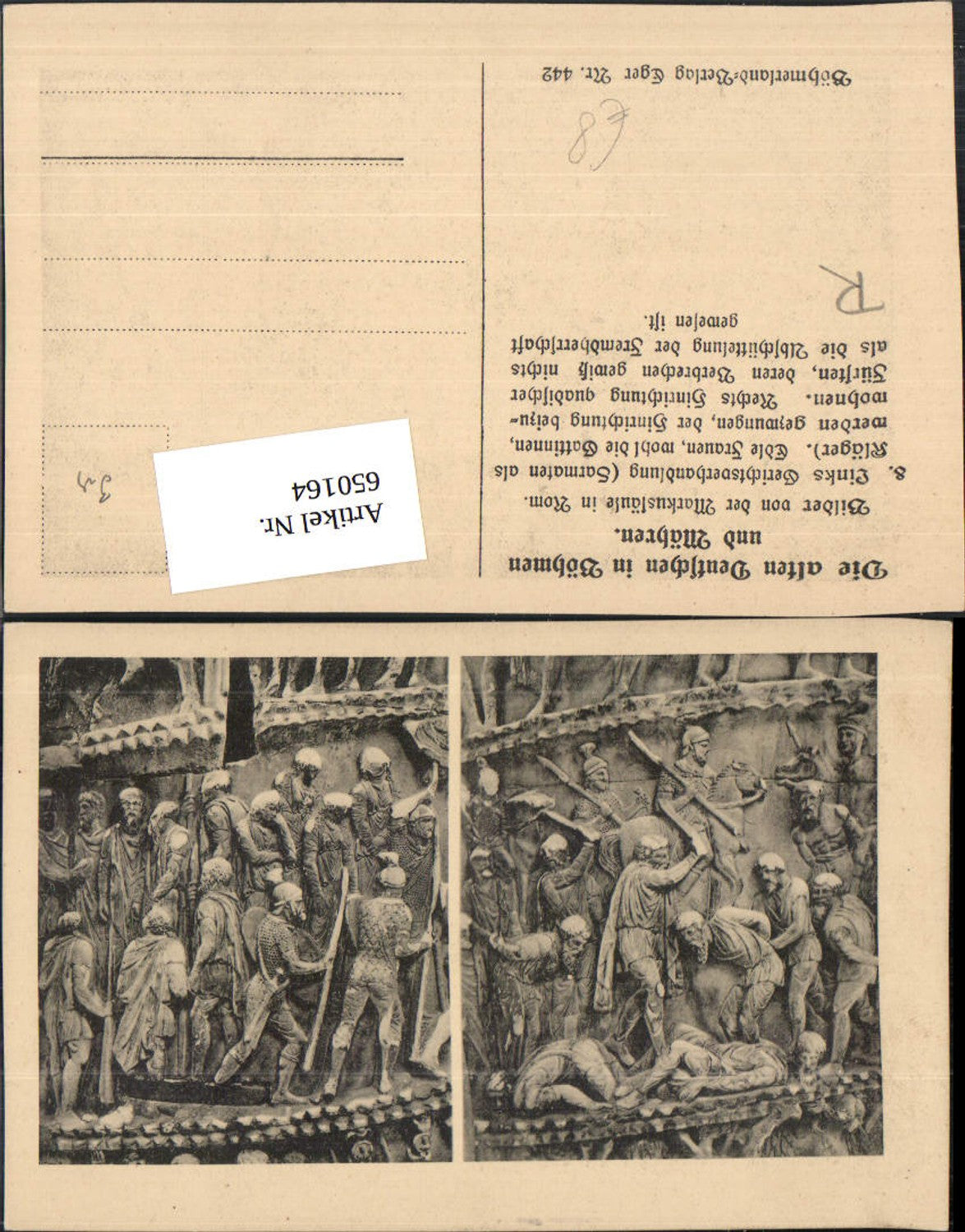 650164,Böhmerland Verlag Eger Cheb Die Alten Deutschen in Böhmen Mähren Markussäule Rom