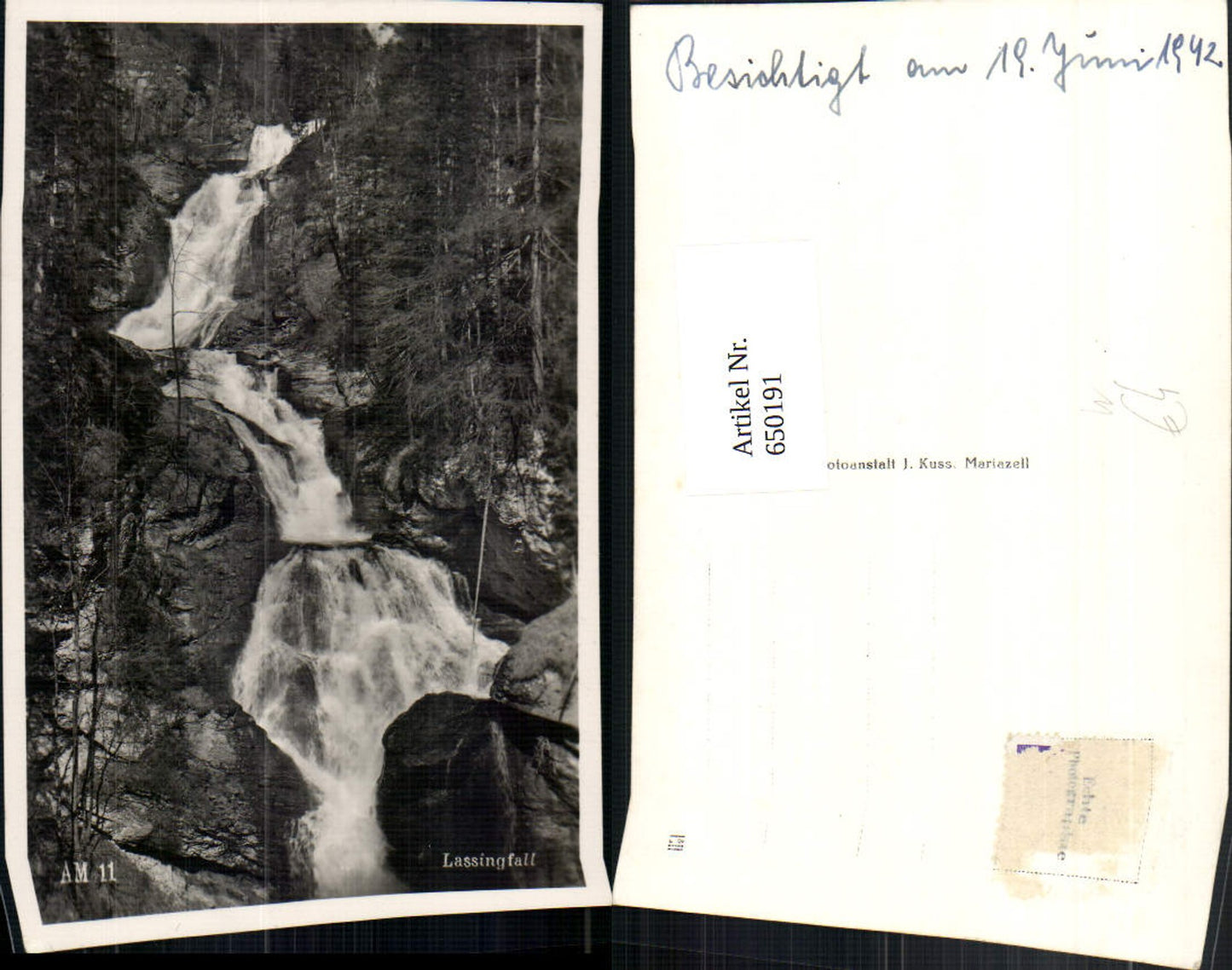 650191,Foto Ak Lassingfall Wasserfall Langseitenrotte Annaberg Nö