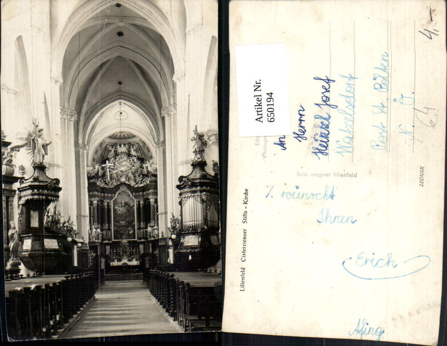 650194,Foto Ak Lilienfeld Cisterzienser Stift Kloster Zisterzienser Inneres