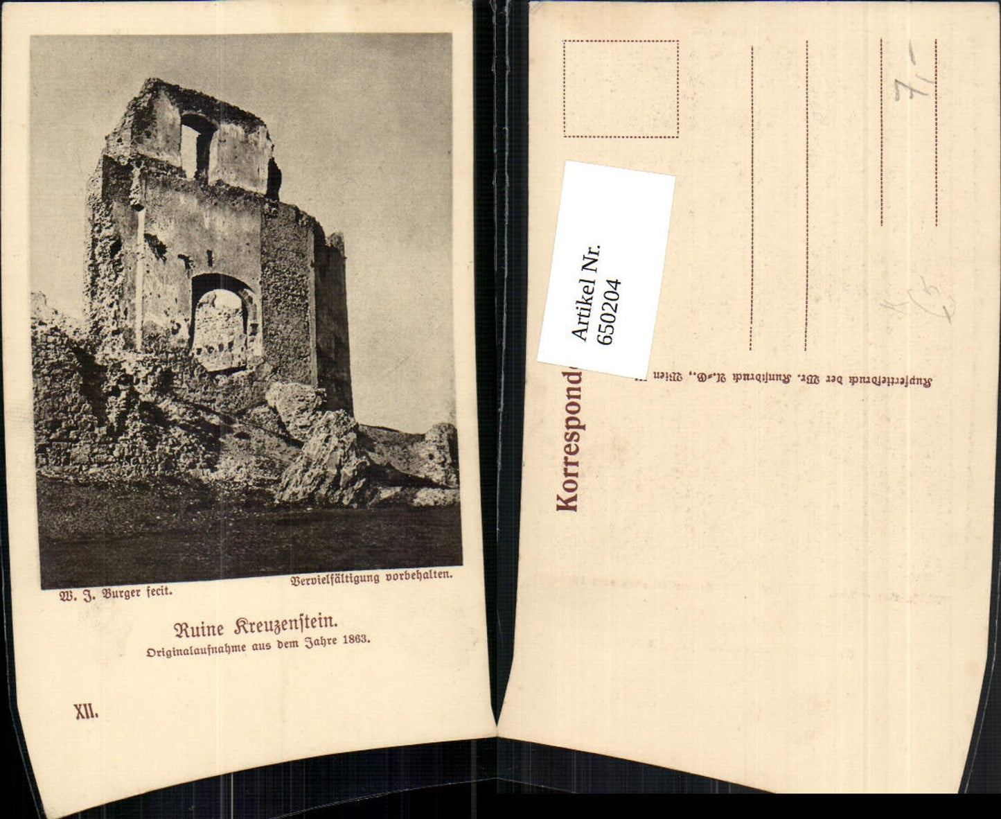 650204,Künstler Ak W. J. Burger Ruine Kreuzenstein Leobendorf