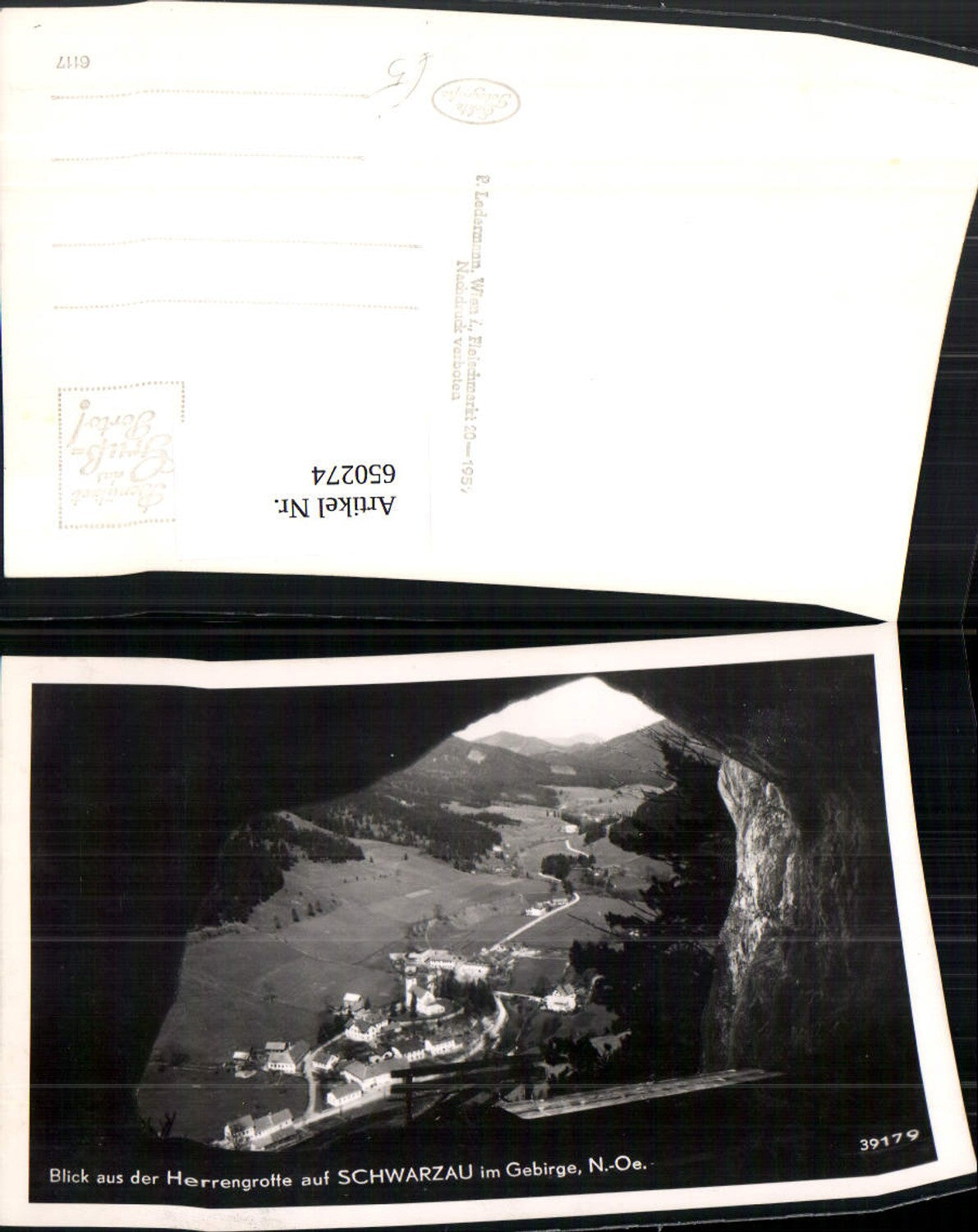650274,Foto Ak Blick aus d. Herrengrotte Schwarzau im Gebirge