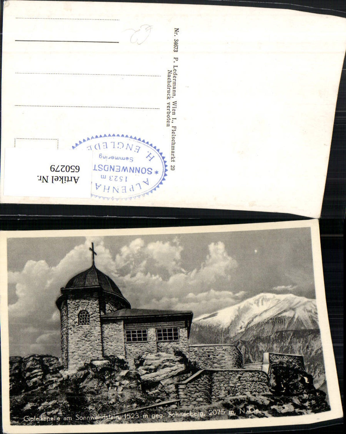 650279,Foto Ak Gipfelkapelle a. Sonnwendstein geg. Schneeberg Schottwien