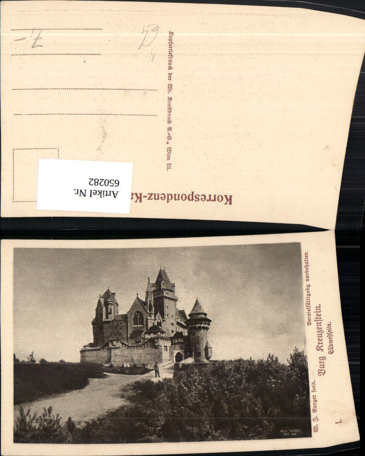 650282,Künstler Ak W. J. Burger Burg Kreuzenstein Leobendorf Südwestseite