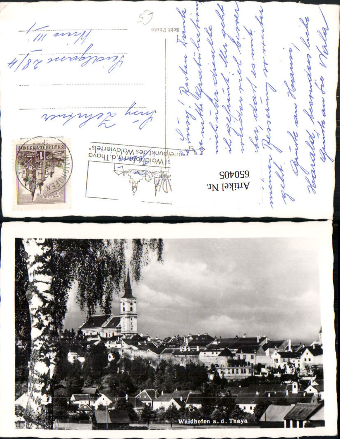 650405,Foto Ak Waidhofen a. d. Thaya Birke im Vordergrund