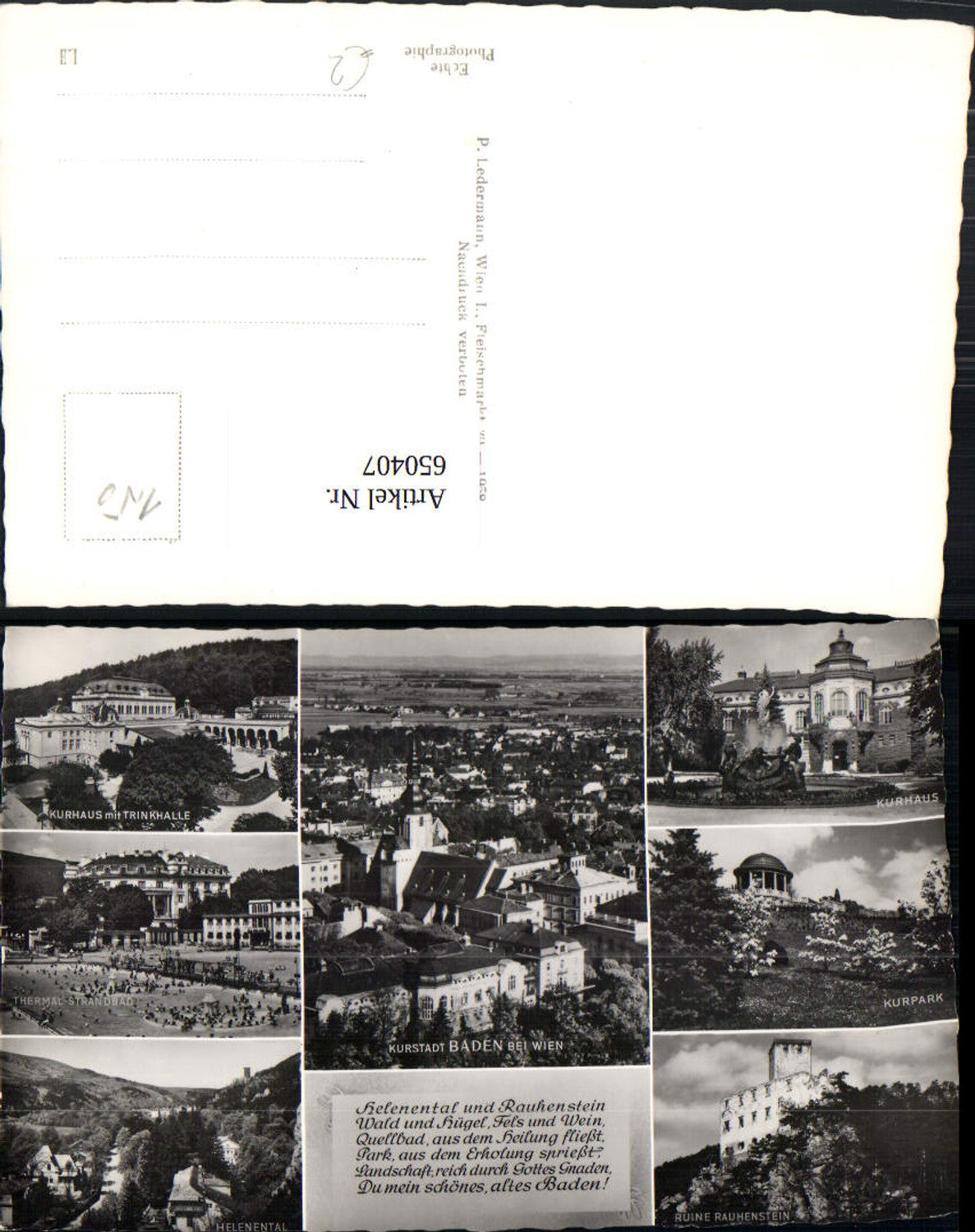 650407,Mehrbild Ak Baden b. Wien Kurhaus Kurpark Helenental Ruine Rauhenstein