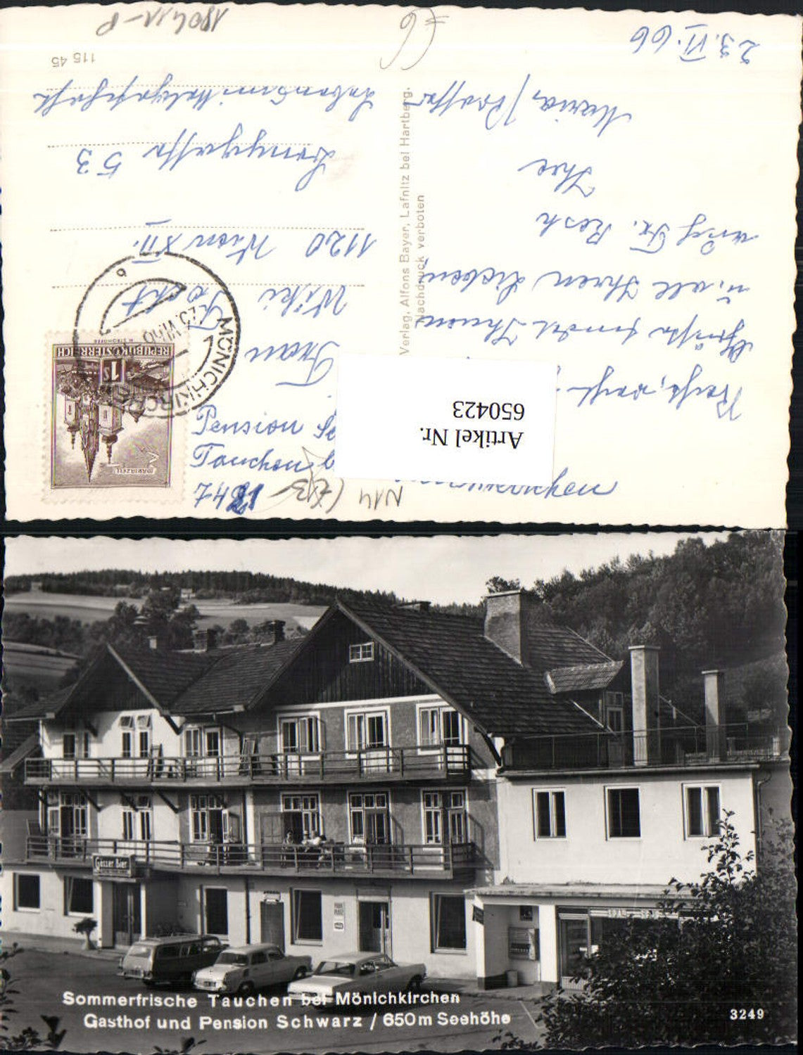 650423,Foto Ak Tauchen b. Mönichkirchen Gasthof Pension Schwarz