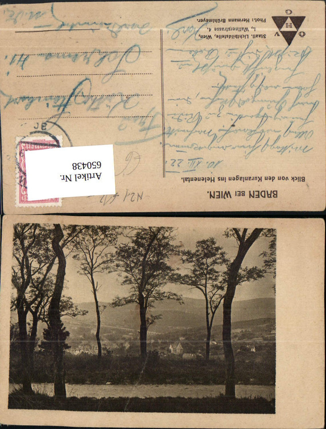 650438,Baden b. Wien Blick v. d. Kuranlagen ins Helenental