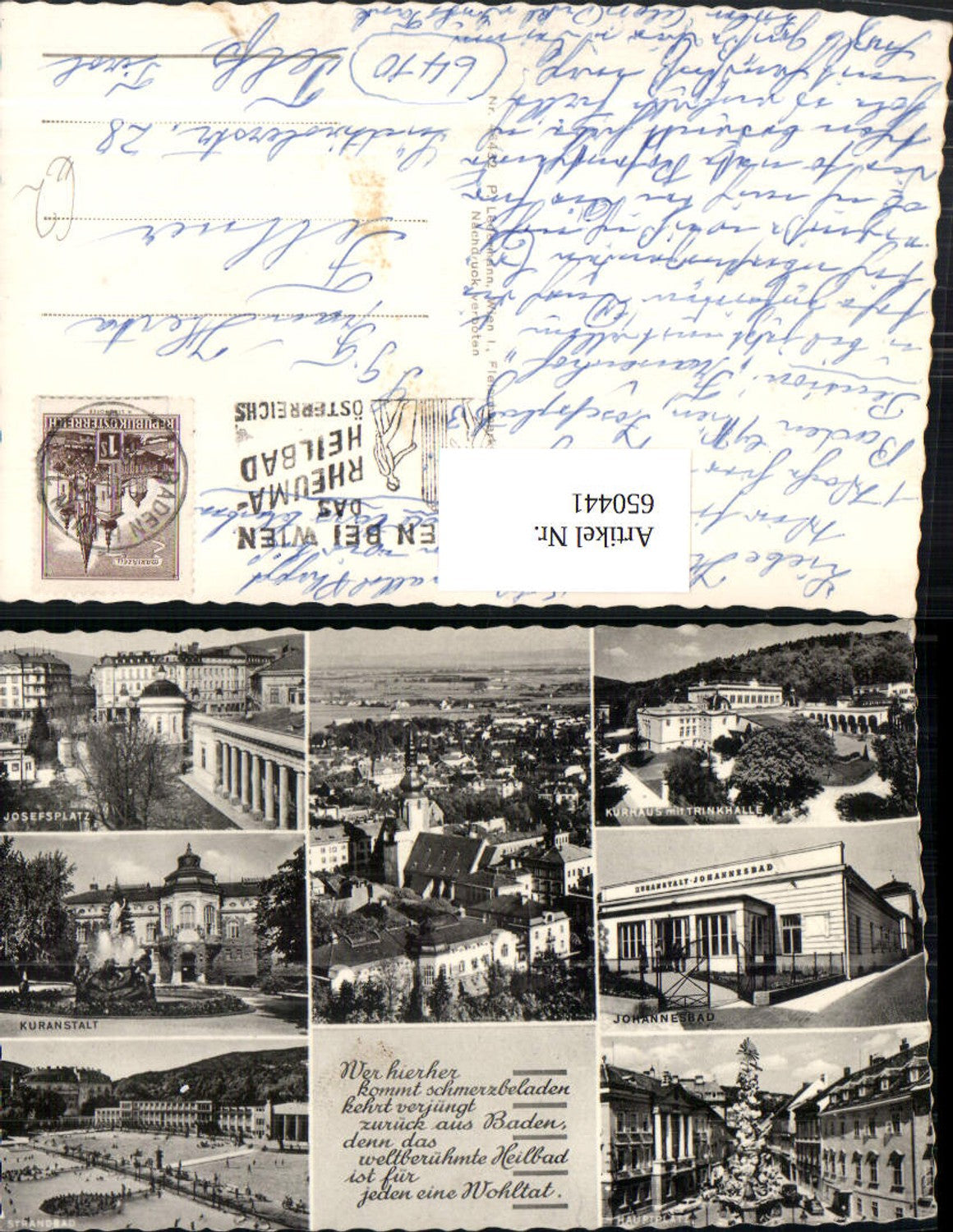650441,Mehrbild Ak Baden b. Wien Josefsplatz Kuranstalt Johannesbad