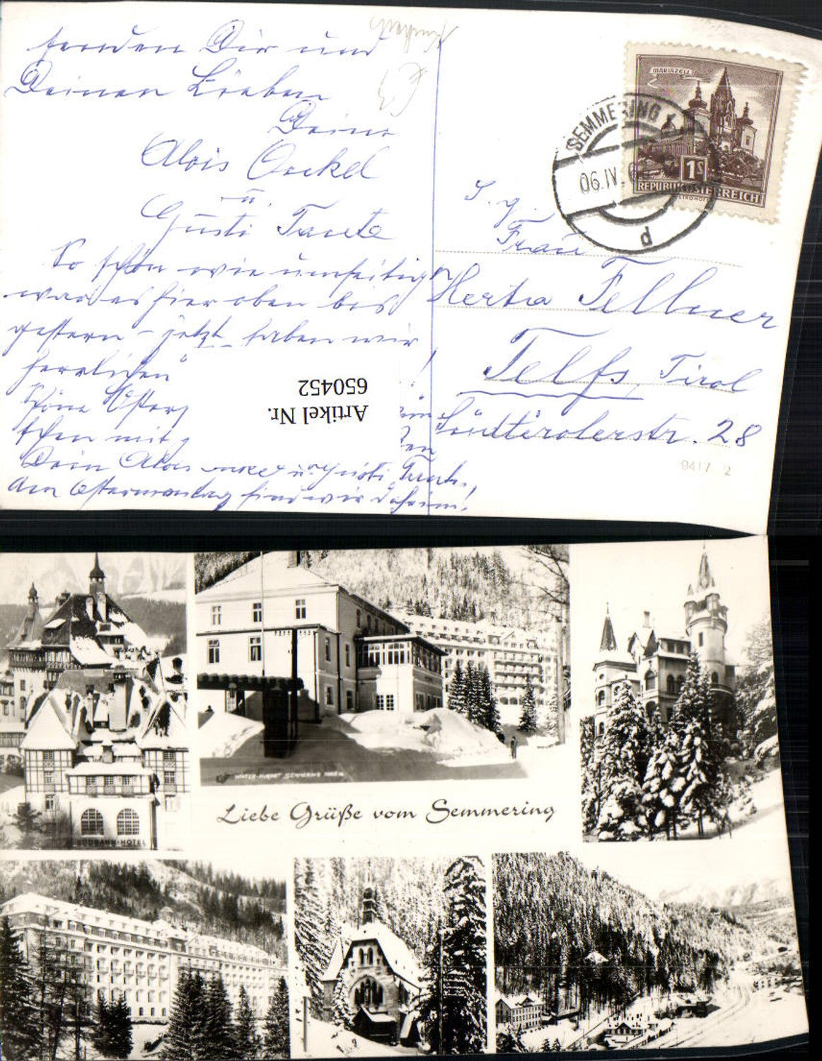 650452,Mehrbild Ak Semmering Südbahn-Hotel Kircherl Kurhaus Winteransichten