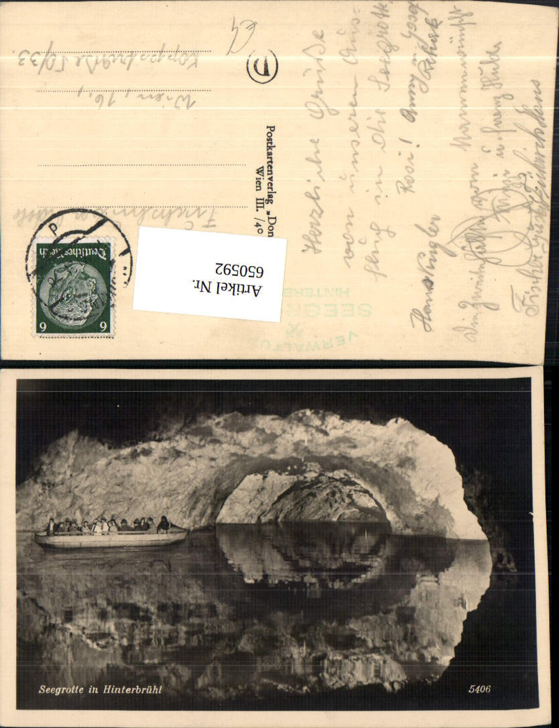 650592,Foto Ak Seegrotte Hinterbrühl Boot