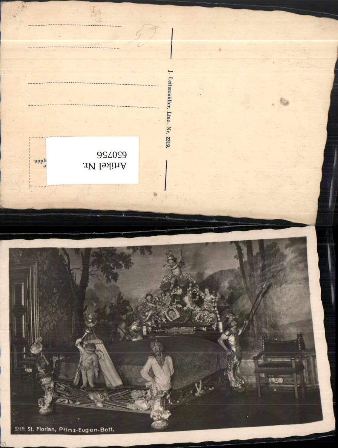 650756,Foto Ak Stift St Florian b. Linz Prinz-Eugen-Bett Interieur