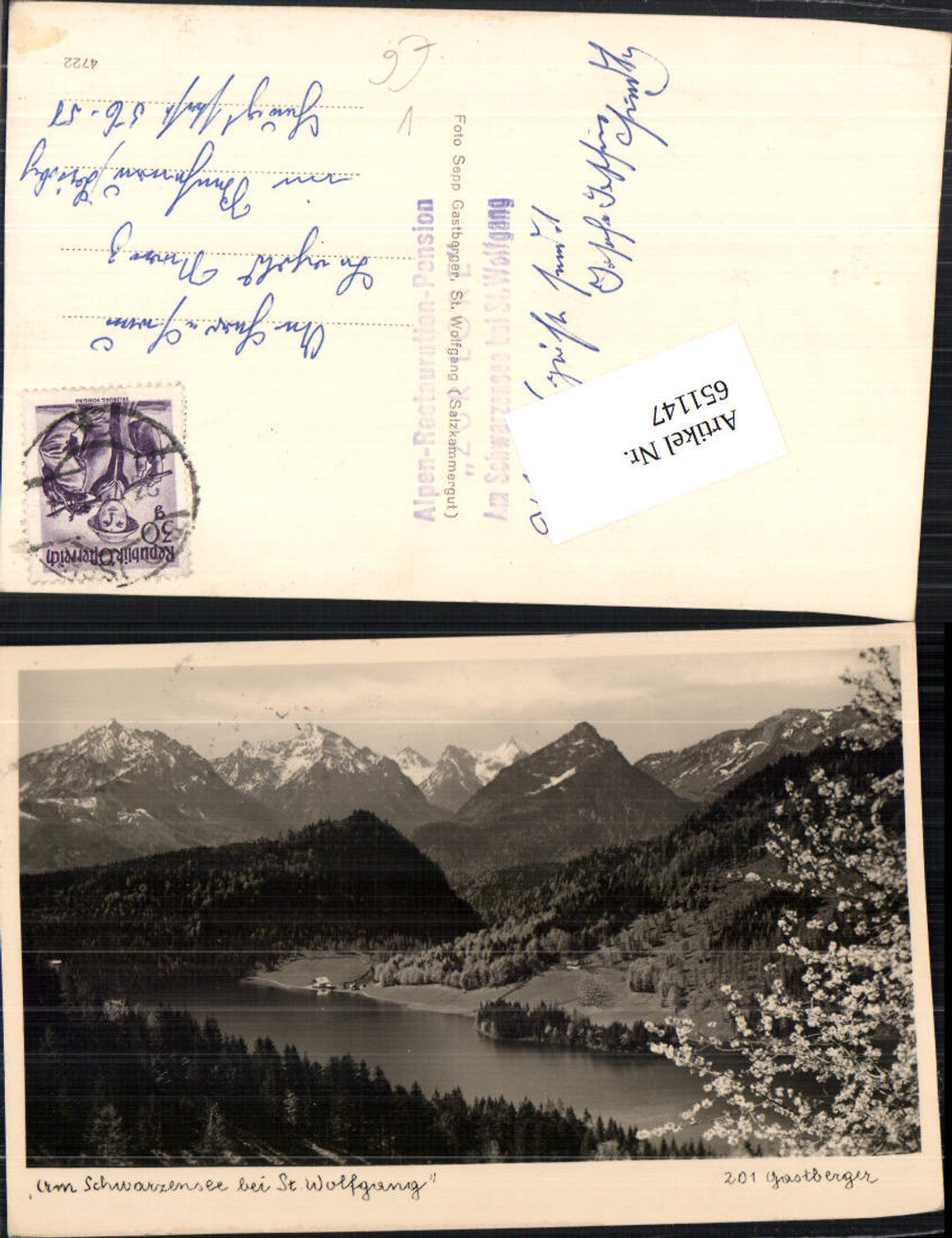 651147,Foto Ak Schwarzsee St Wolfgang im Salzkammergut pub Gastberger 201