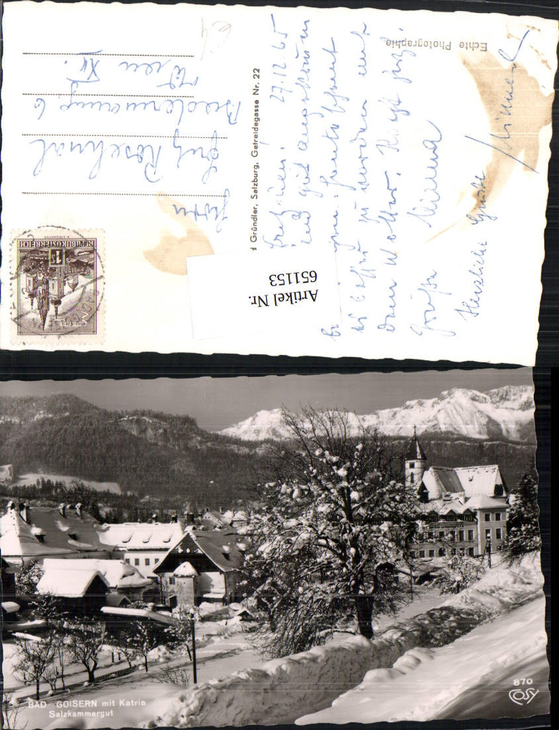 651153,Foto Ak Bad Goisern mit Katrin Salzkammergut Winteransicht