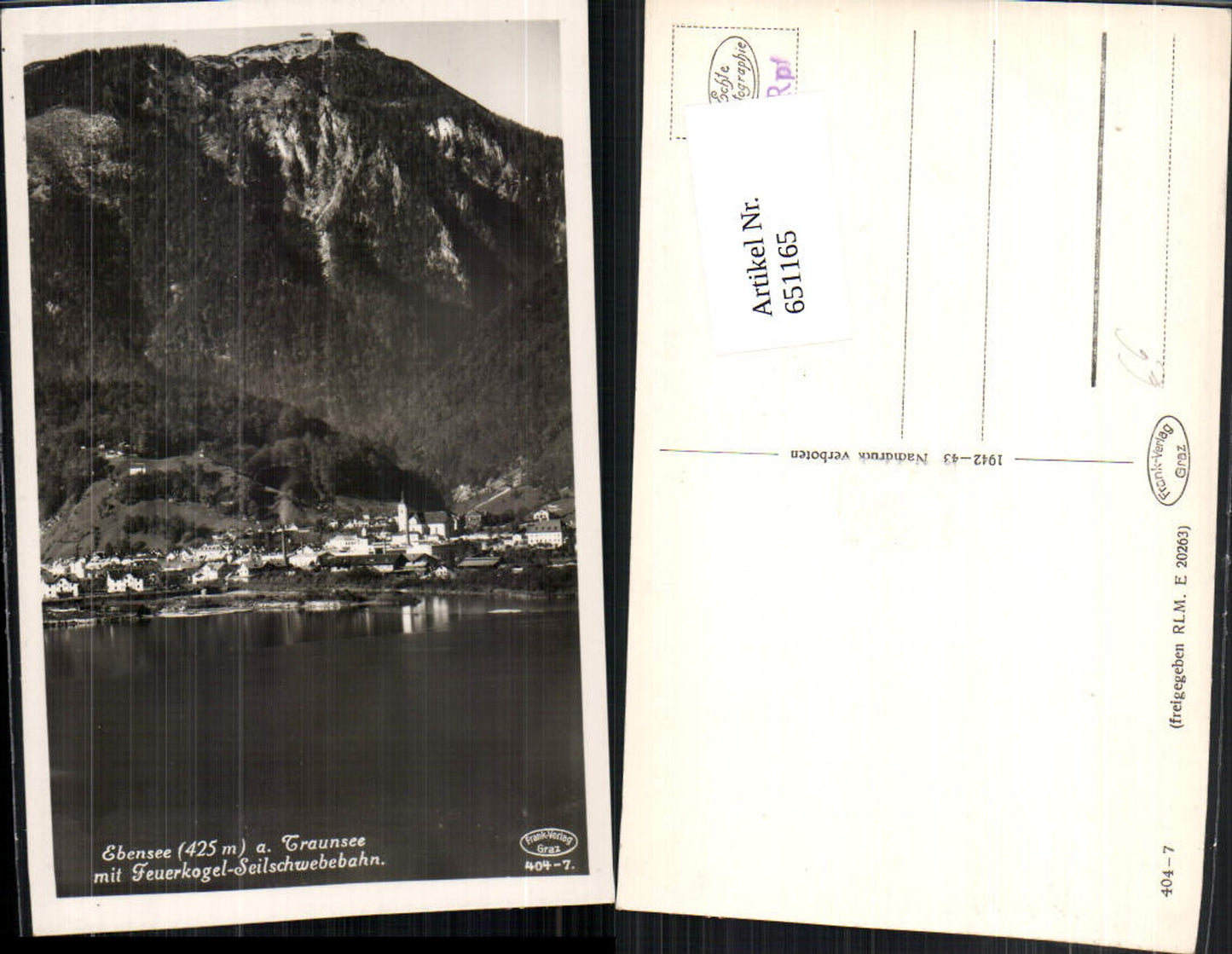 651165,Foto Ak Ebensee a. Traunsee Feuerkogel Seilschwebebahn