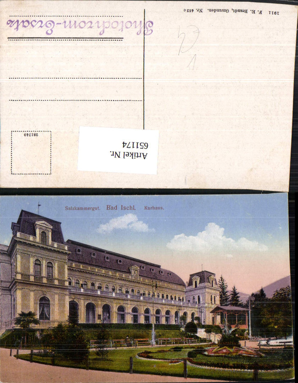 651174,Bad Ischl Kurhaus Salzkammergut pub F. E. Brandt 463c