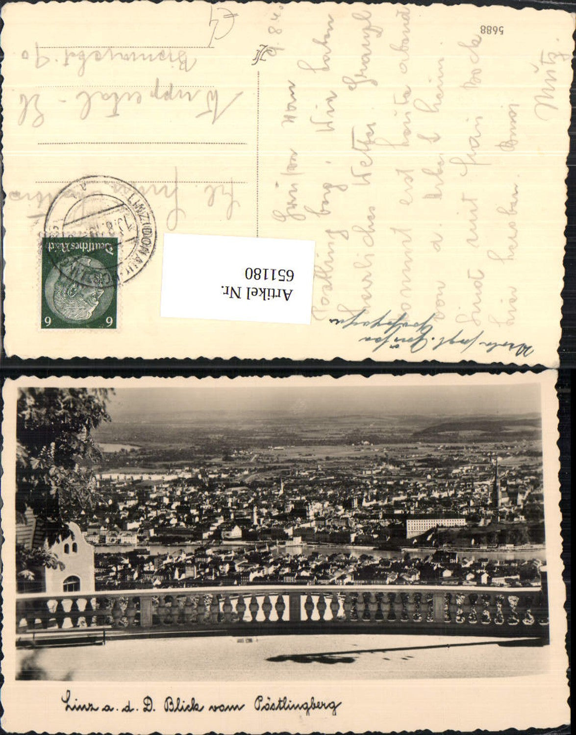 651180,Foto Ak Linz a. d. Donau Blick v. Pöstlingberg