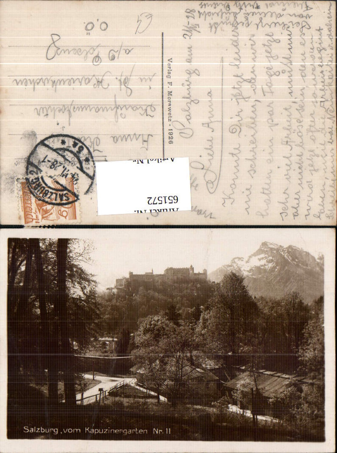 651572, Salzburg from the Capuchin Garden No. 2 to Hohensalzburg Fortress