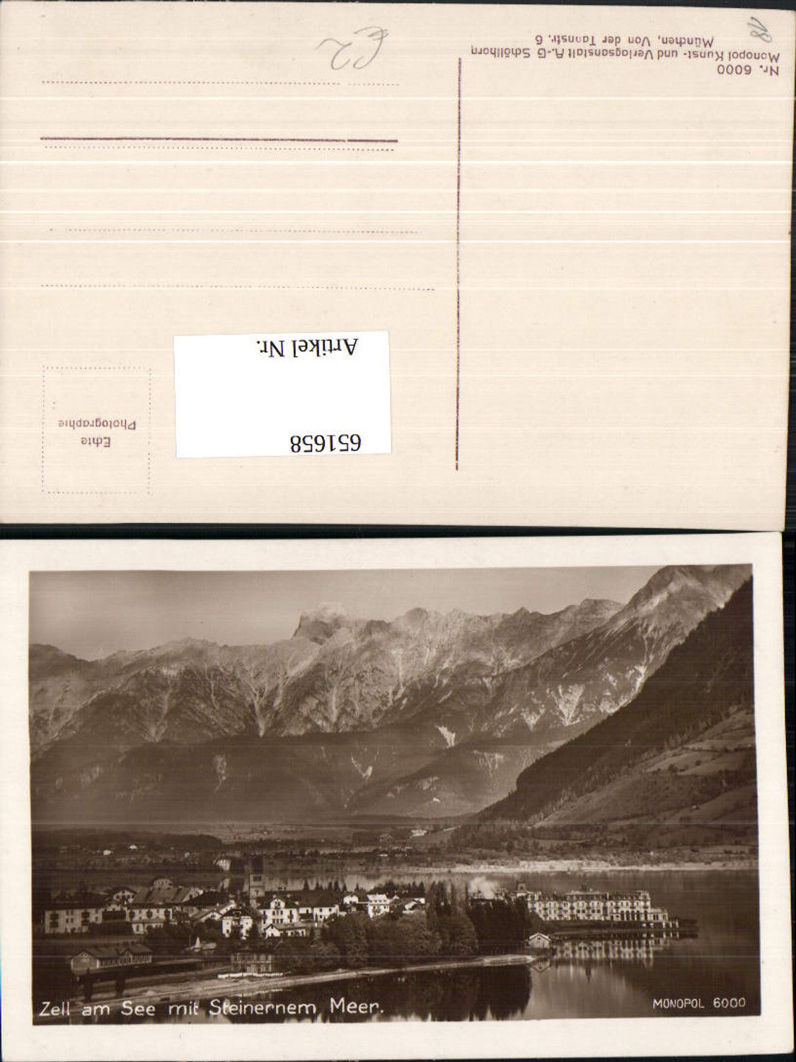 651658,Foto Ak Zell a. See mit Steinernem Meer