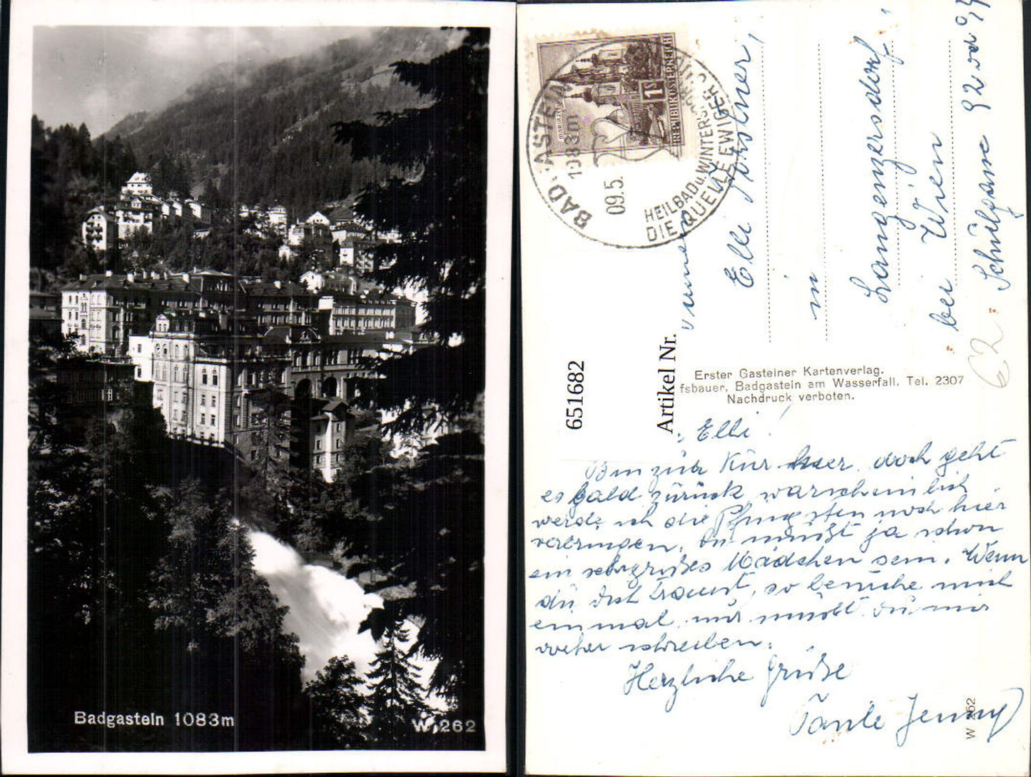 651682, Photo Ak Bad Gastein view with waterfall