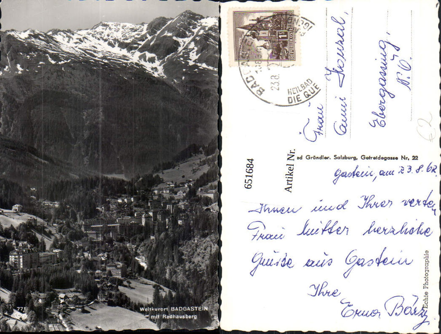 651684, Photo Ak Bad Gastein with Radhausberg