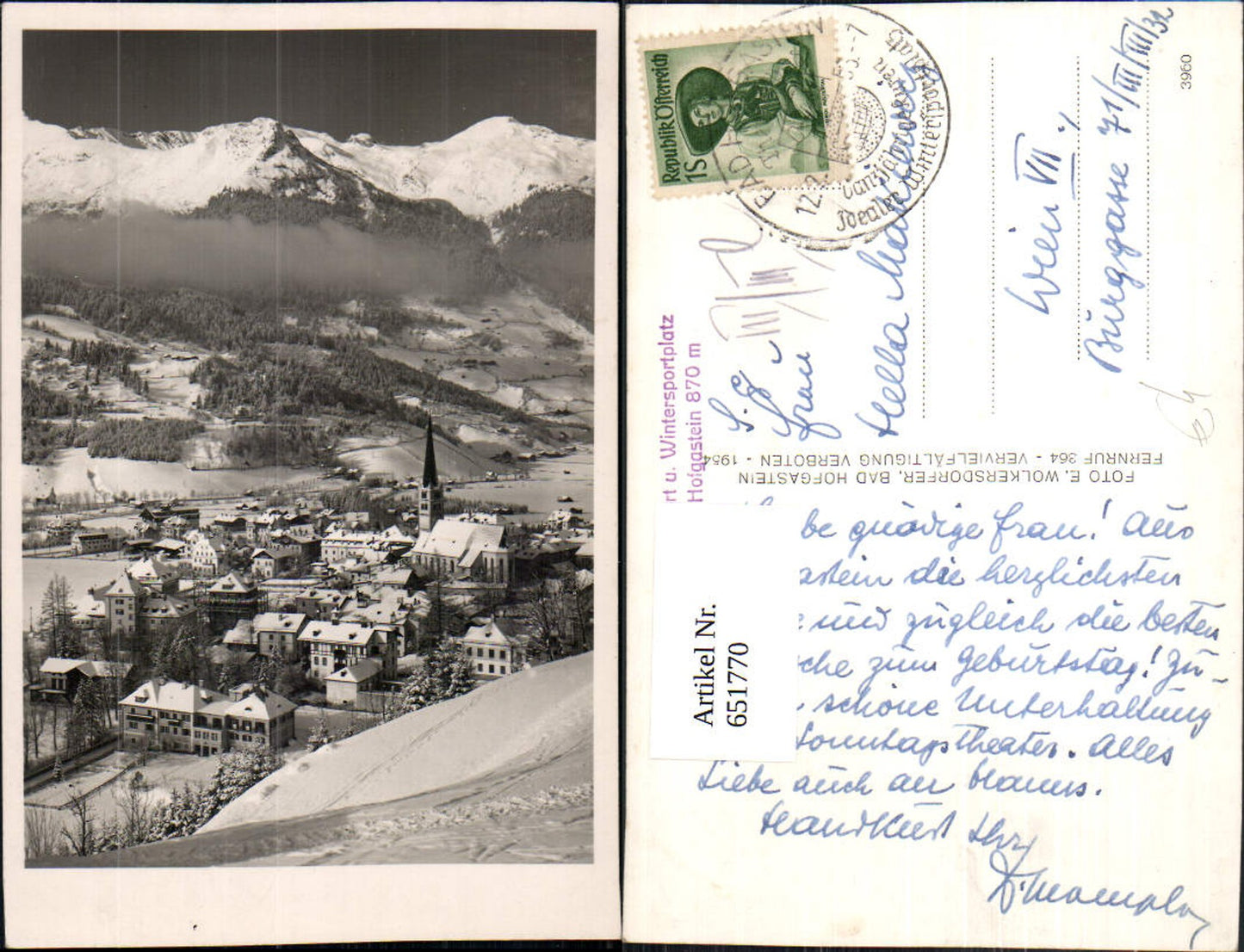 651770, Photo Ak Bad Hofgastein Winter view