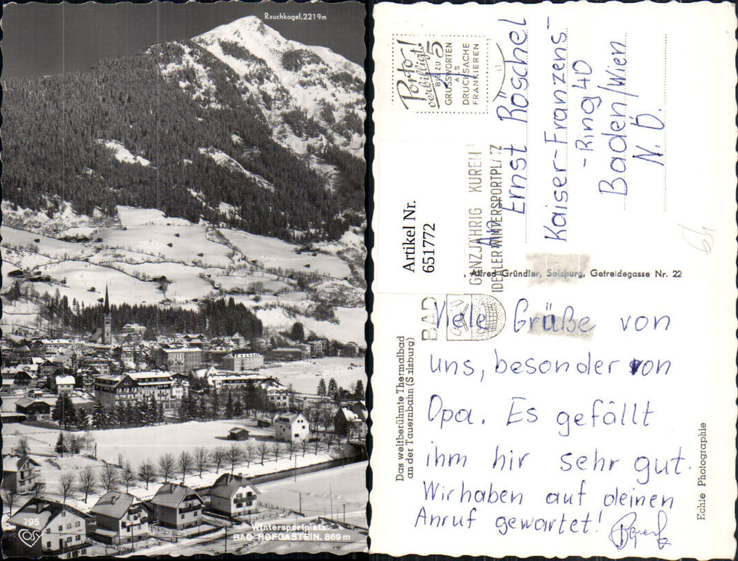 651772, Photo Ak Bad Hofgastein Winter view