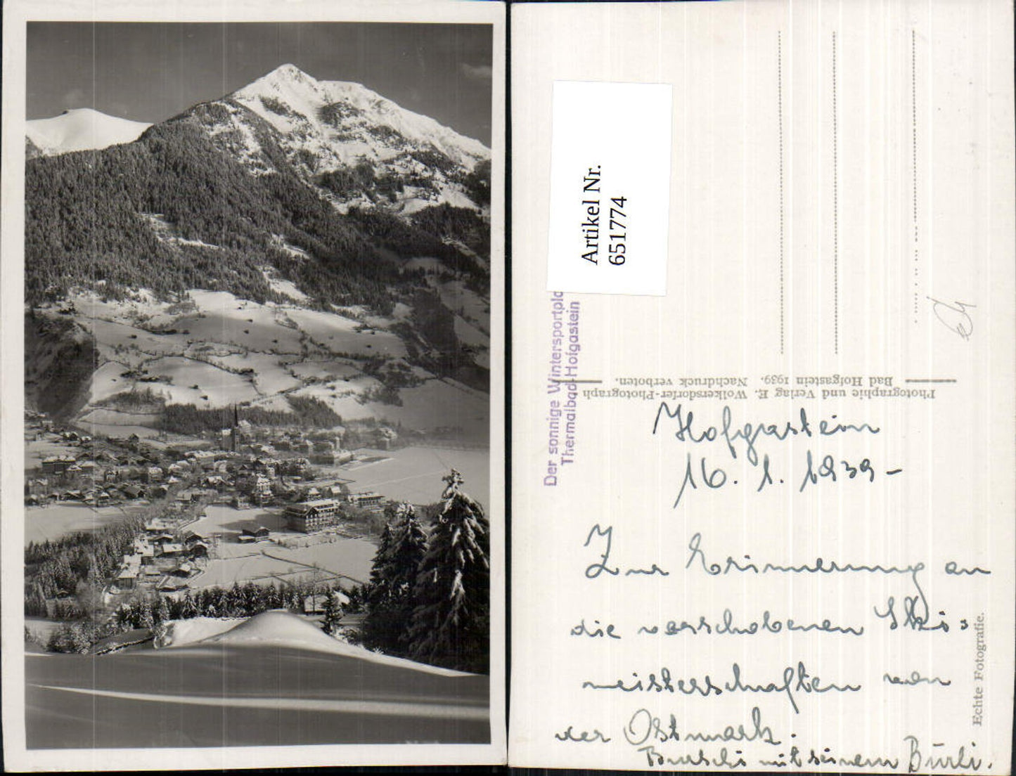 651774, Photo Ak Bad Hofgastein Winter view