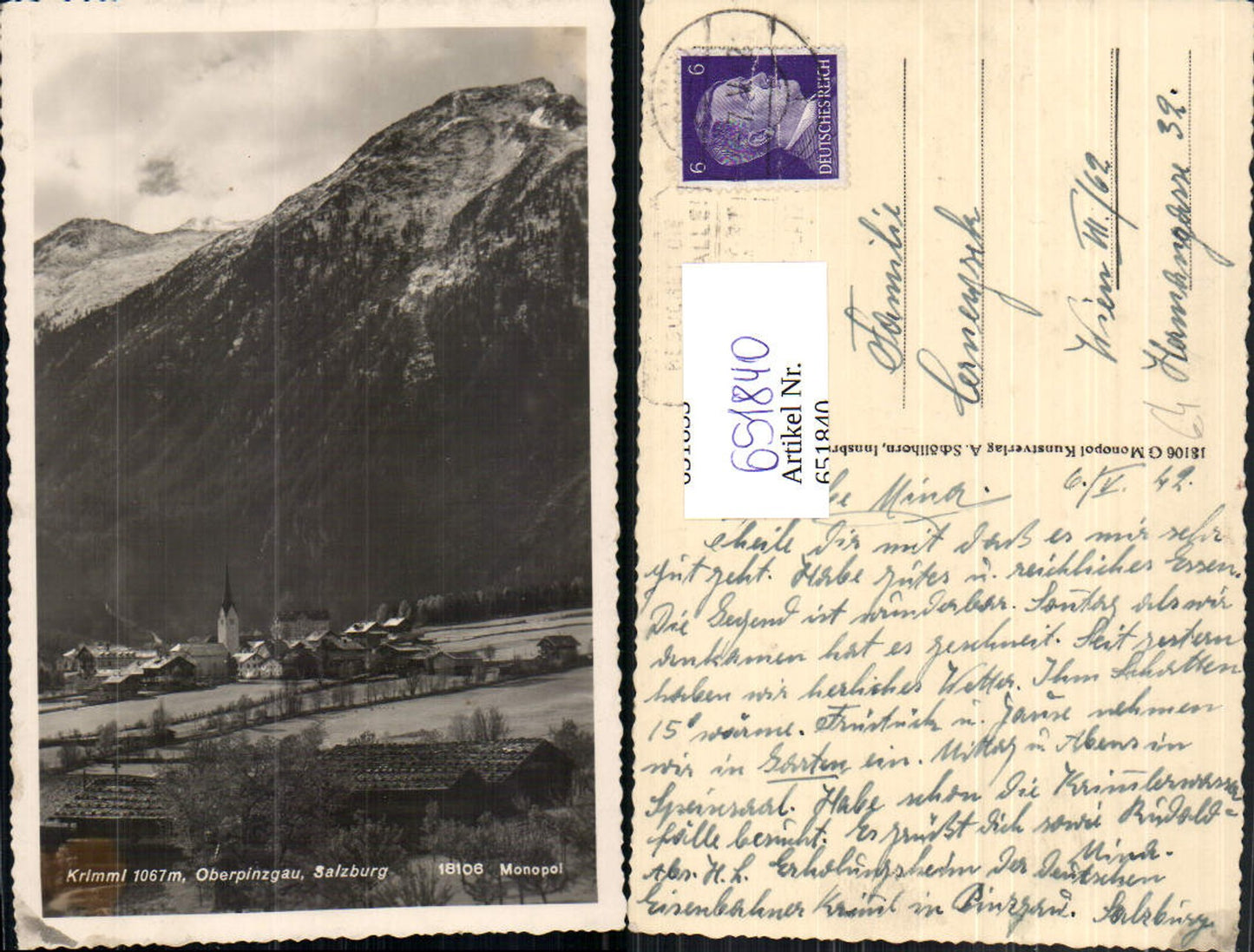 651840,Foto Ak Krimml Oberpinzgau