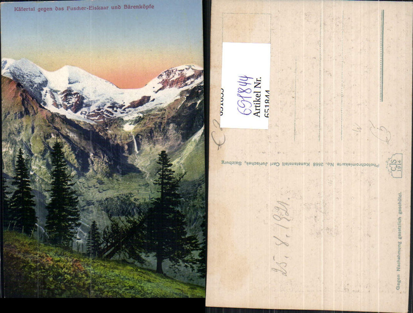651844,Käfertal geg. d. Fuscher-Eiskaar u. Bärenköpfe Fusch an der Großglocknerstraße