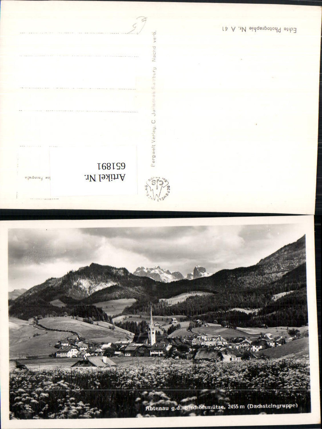 651891,Foto Ak Abtenau g. d. Bischofsmütze Dachsteingruppe