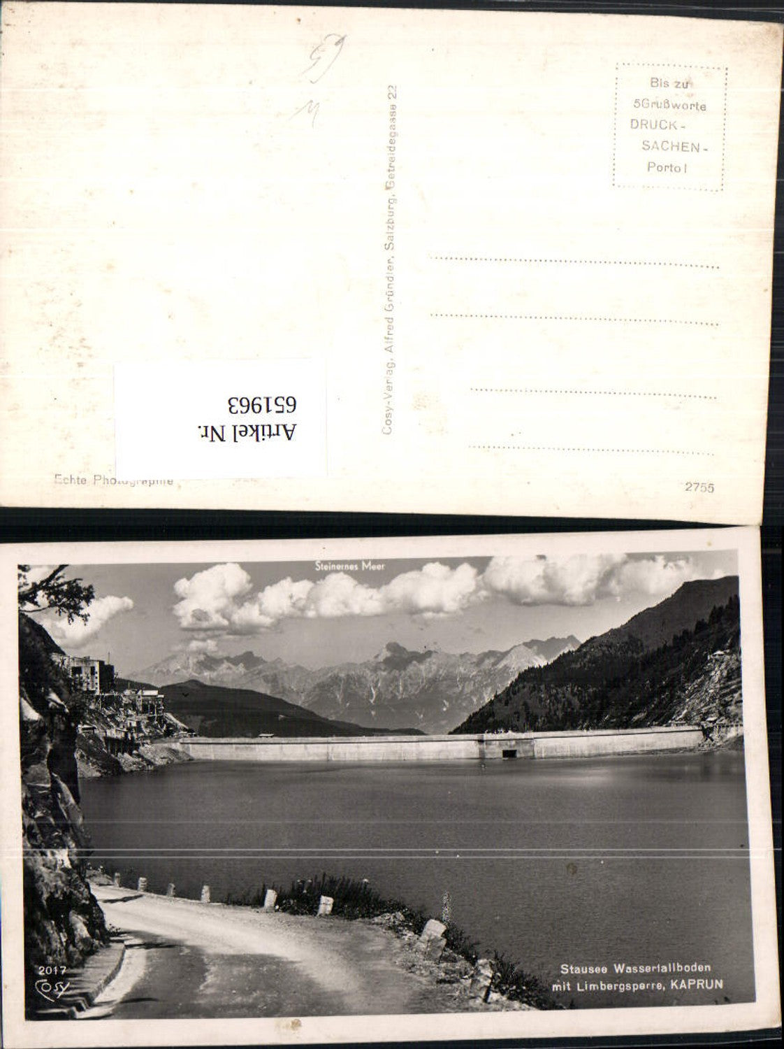 651963,Foto Ak Kaprun Stausee Wasserfallboden m. Limbergsperre Talsperre