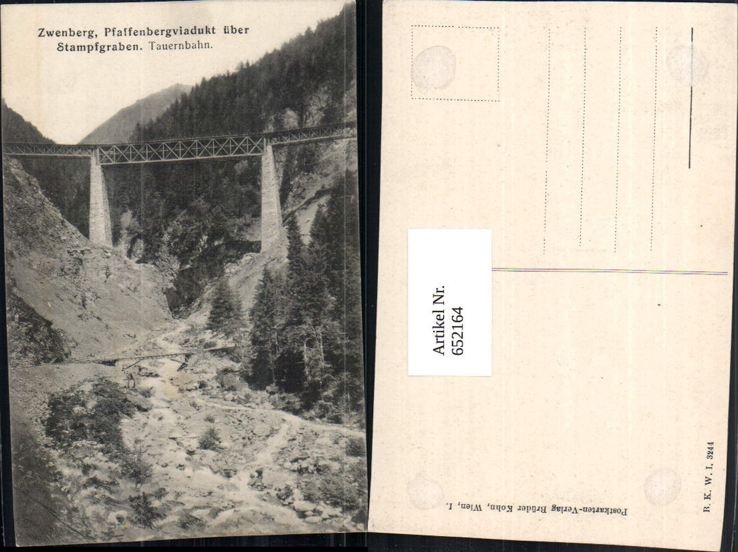 Zwenberg Pfaffenberg Viadukt Stampfgraben Tauernbahn Brücke Mölltal B.K.W.I. 3244