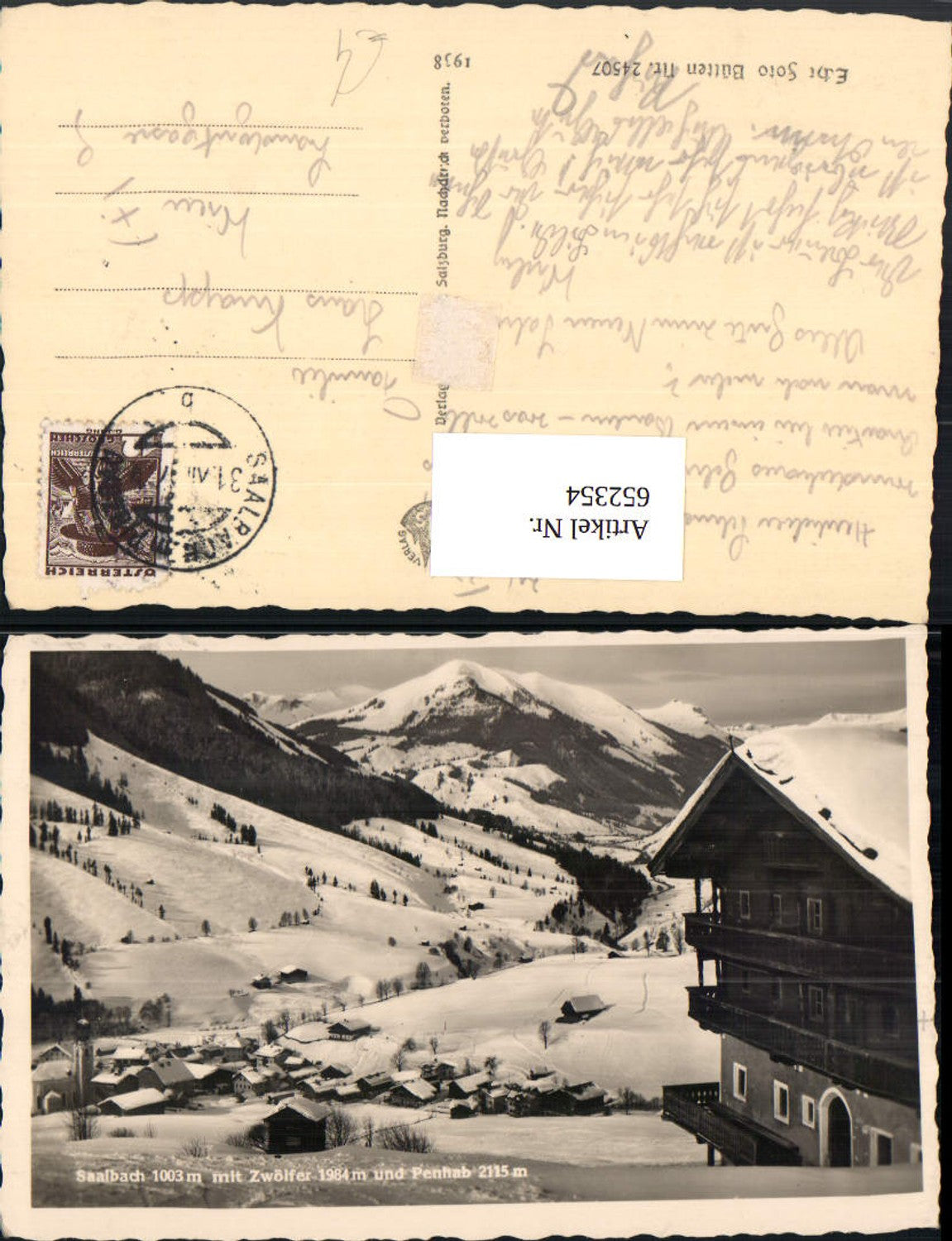 652354,Foto Ak Saalbach-Hinterglemm Saalbach m. Zwölfer u. Penhab