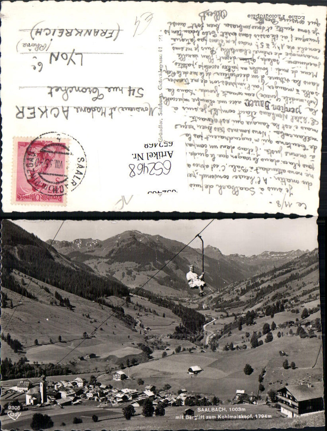 652468,Foto Ak Saalbach-Hinterglemm Berglift zum Kohlmaiskopf Sessellift