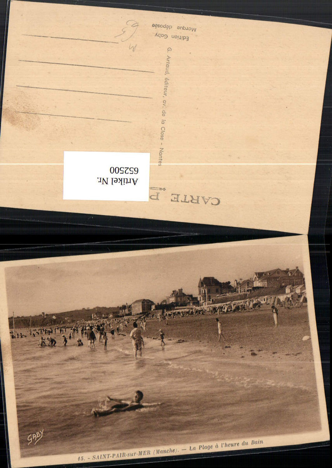 652500,Saint-Pair-sur-Mer Manche La Plage a l heure du Bain Strandleben Strand