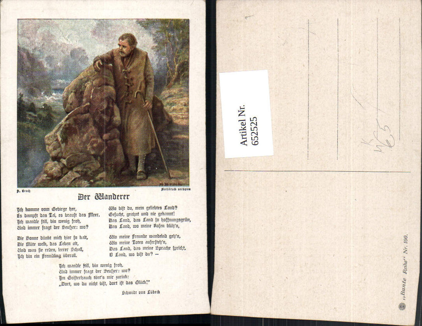652525, Artist Ak A. Broch The Wanderer Schmidt of Lübeck