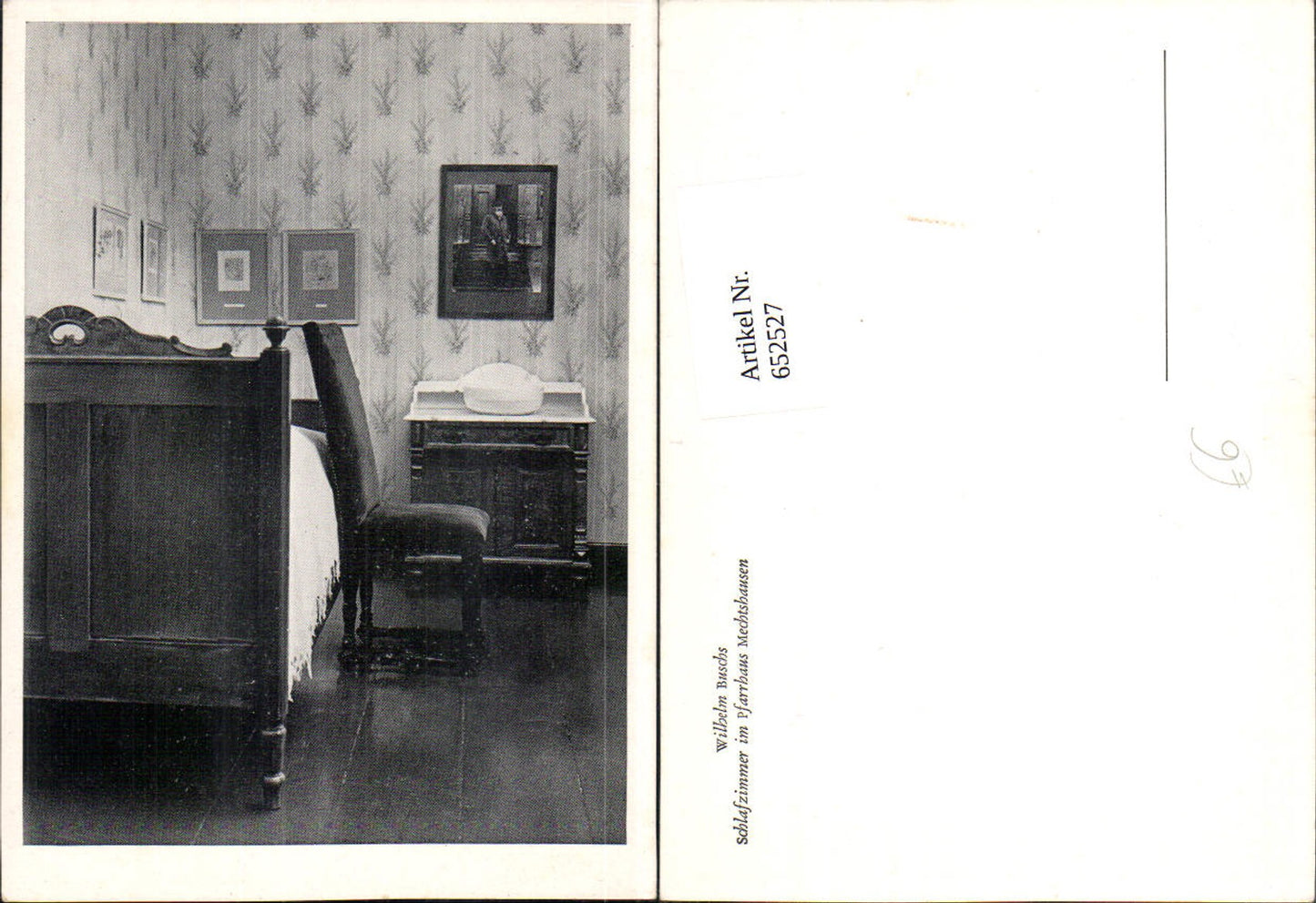 652527, Wilhelm Busch bedroom in the rectory of Mechtshausen interior writer