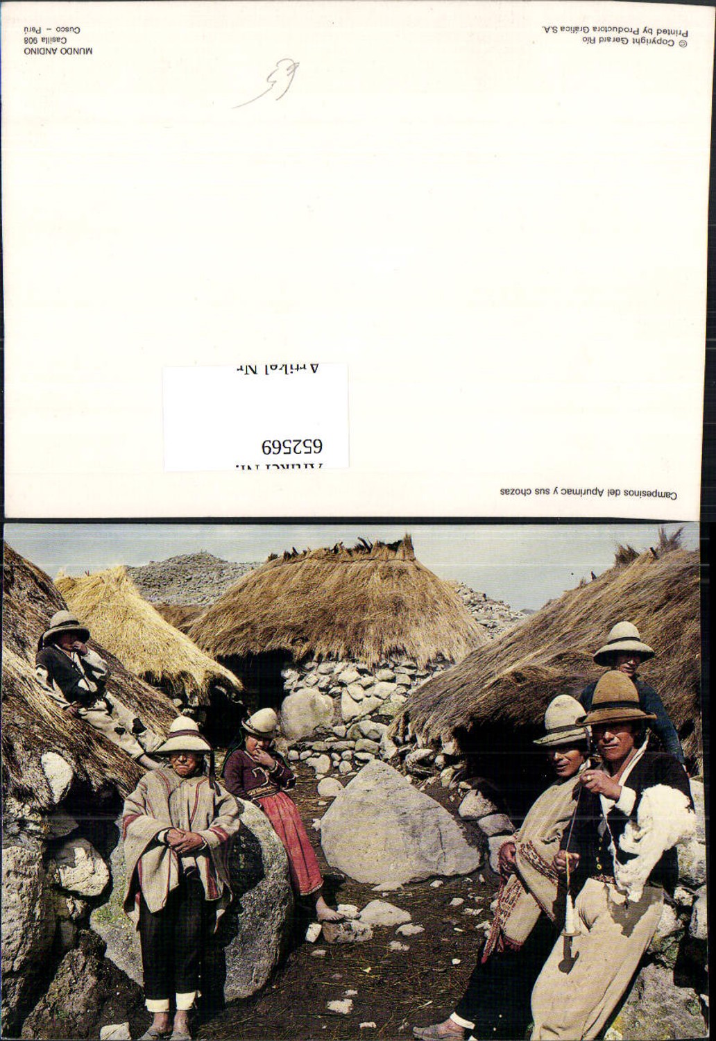 652569,Popular Types Campesinos del Apurimac y sus chozas Mundo Andino Casilla 908 Cusco Peru
