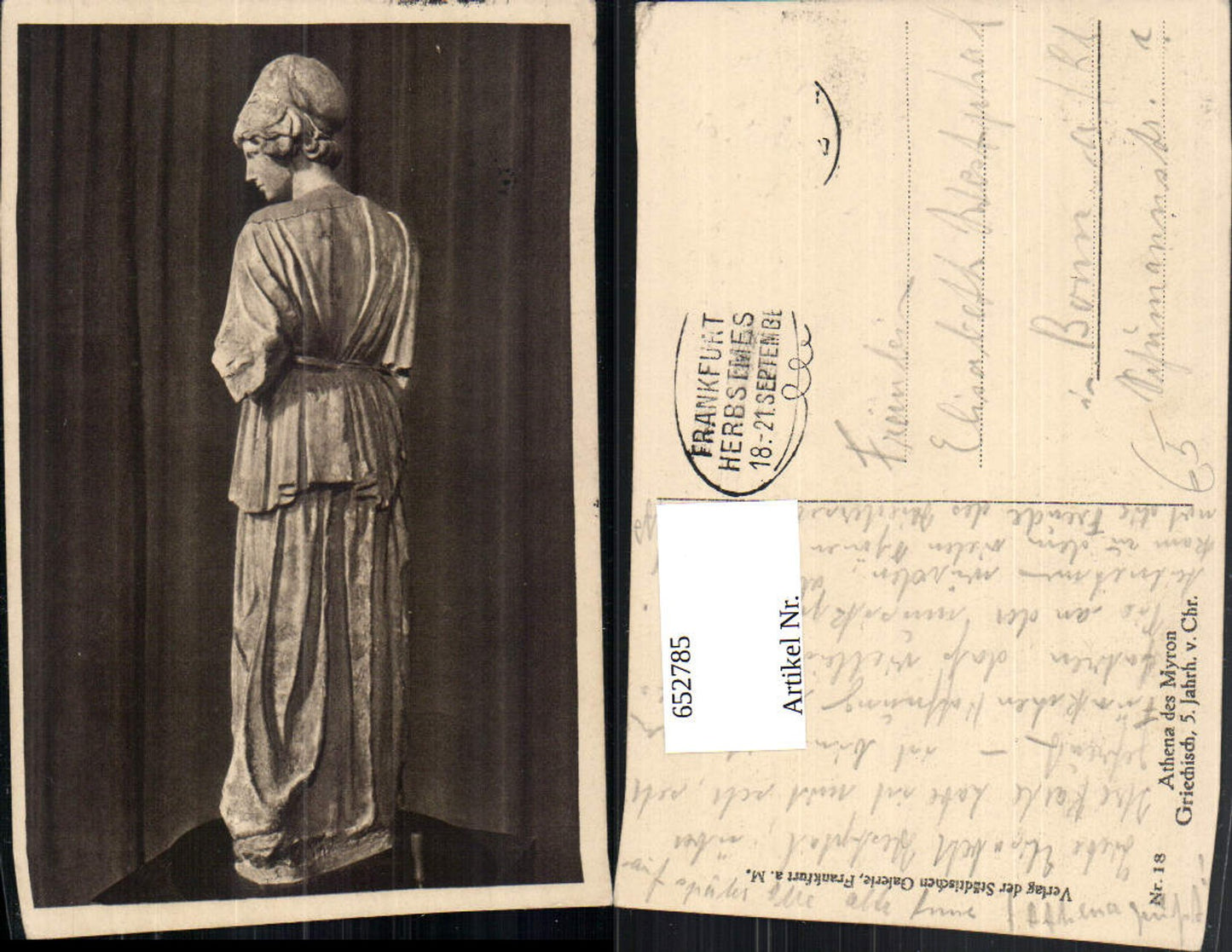 652785,Athena des Myron Griechisch 5 Jhdt v. Chr. Statue Denkmal