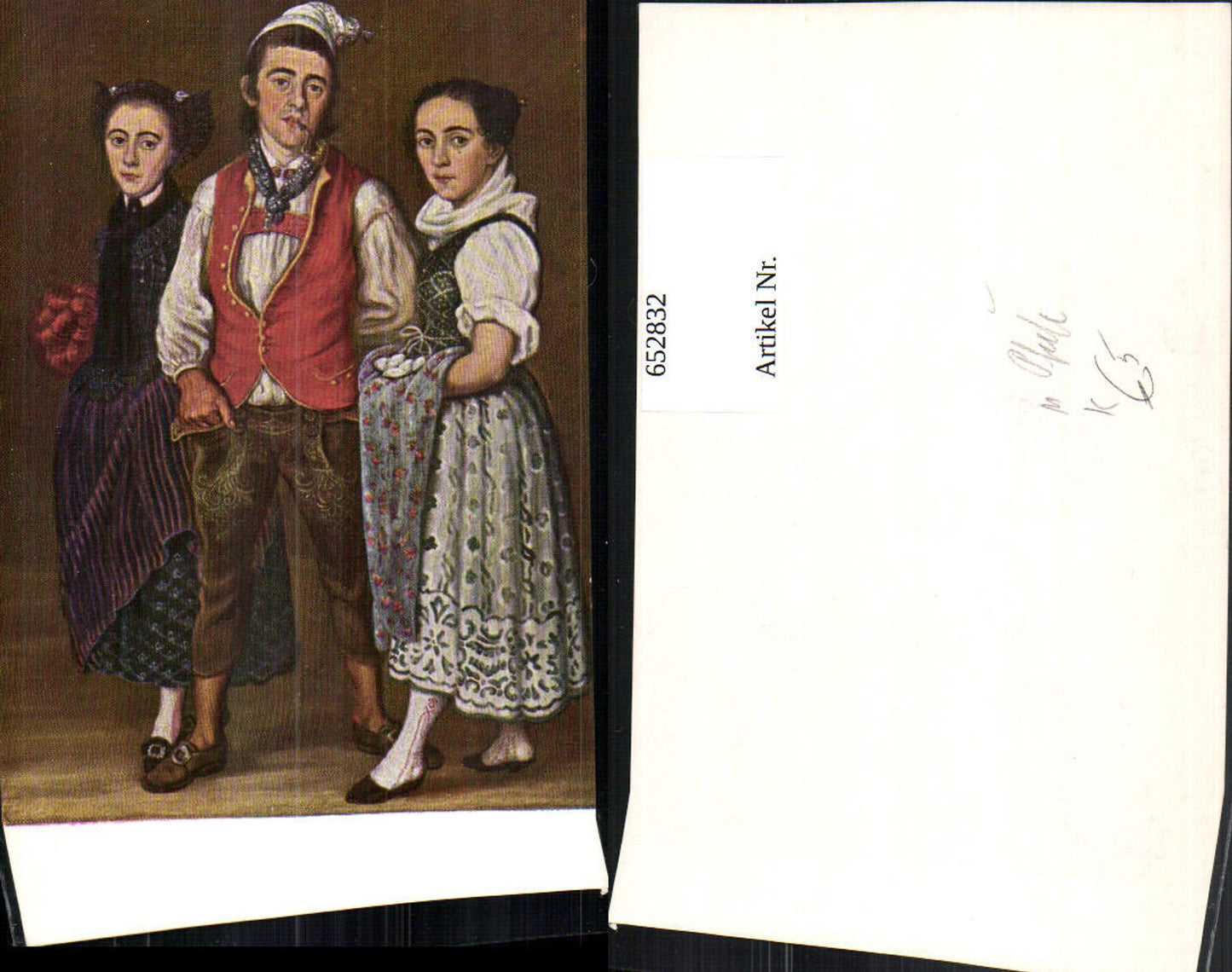 652832,Künstler Ak Mann mit Frauen Tracht Pfeife Rauchen