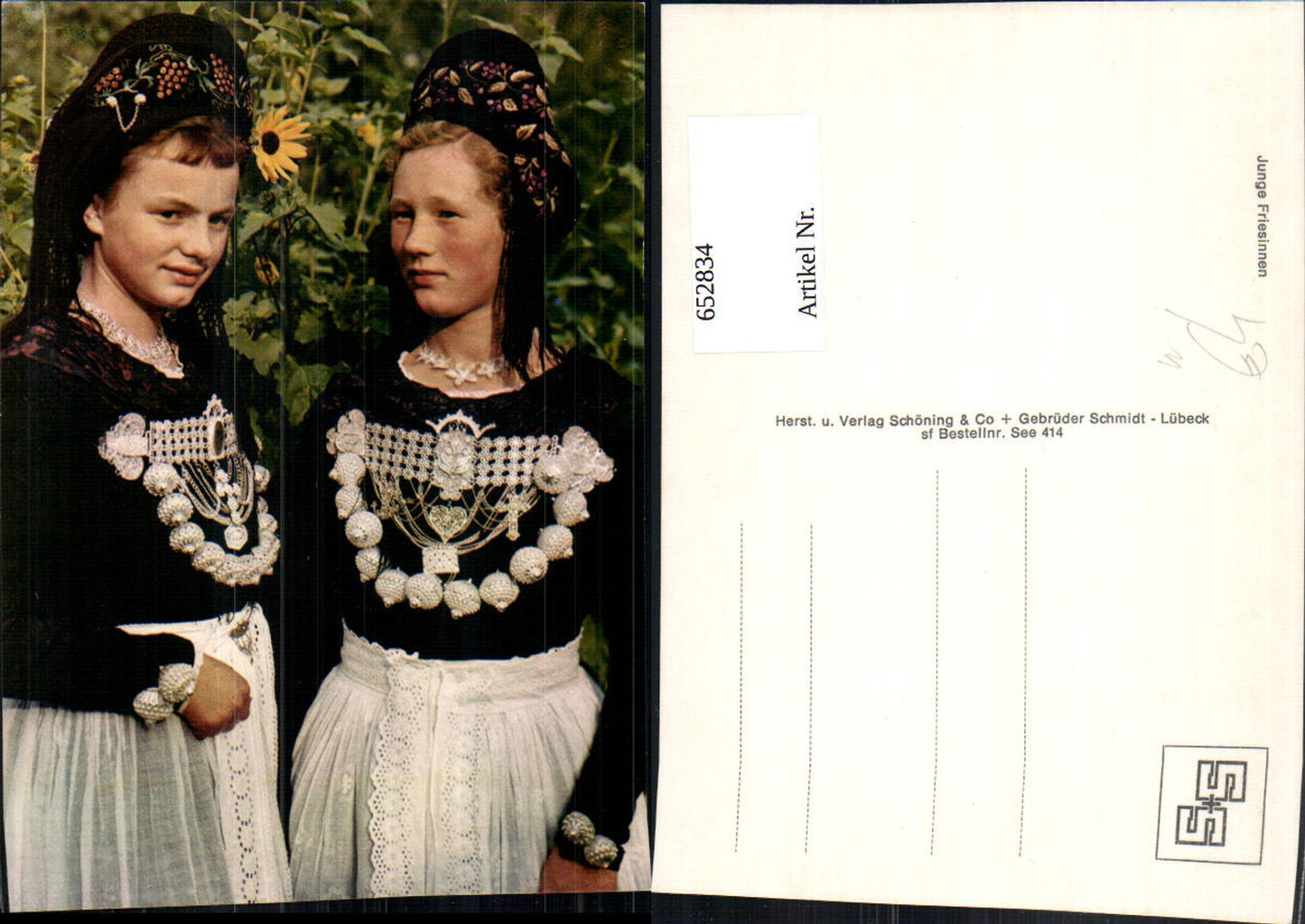 652834, Young Frisian women Friesland traditional costume women Lower Saxony