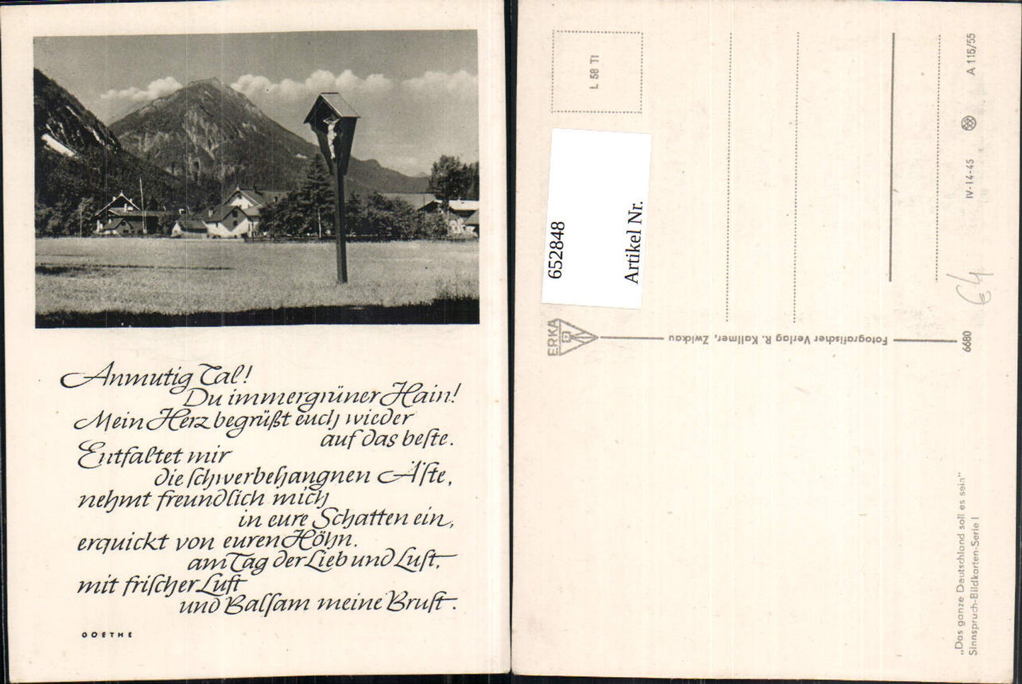 652848,Saying Picture Card Graceful Valley Goethe Wayside Cross