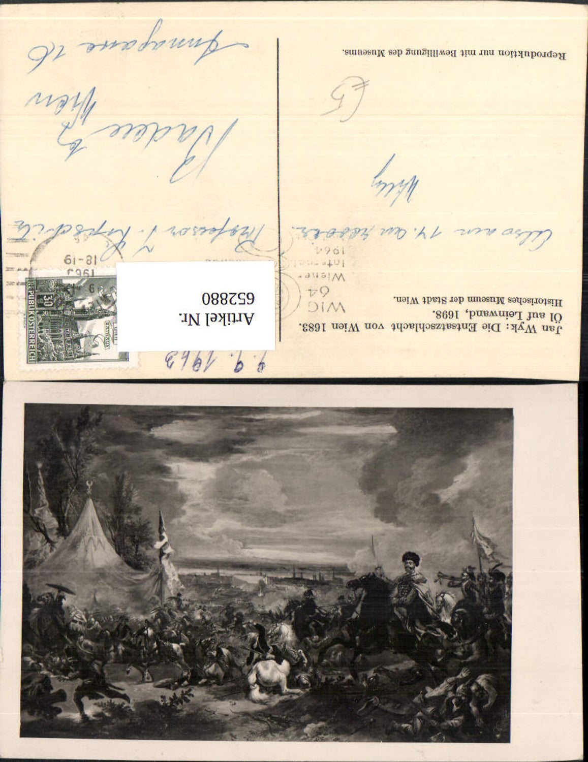 652880, Artist Ak Jan Wyk Relief Battle of Vienna 1683 Vienna Historical Museum